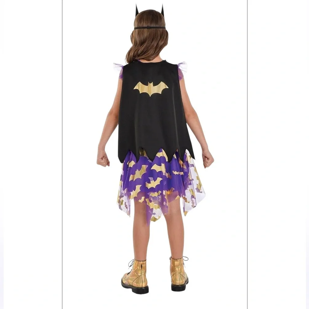 DC Glitter Bat Girl Halloween Costume dress and mask for Girls size large